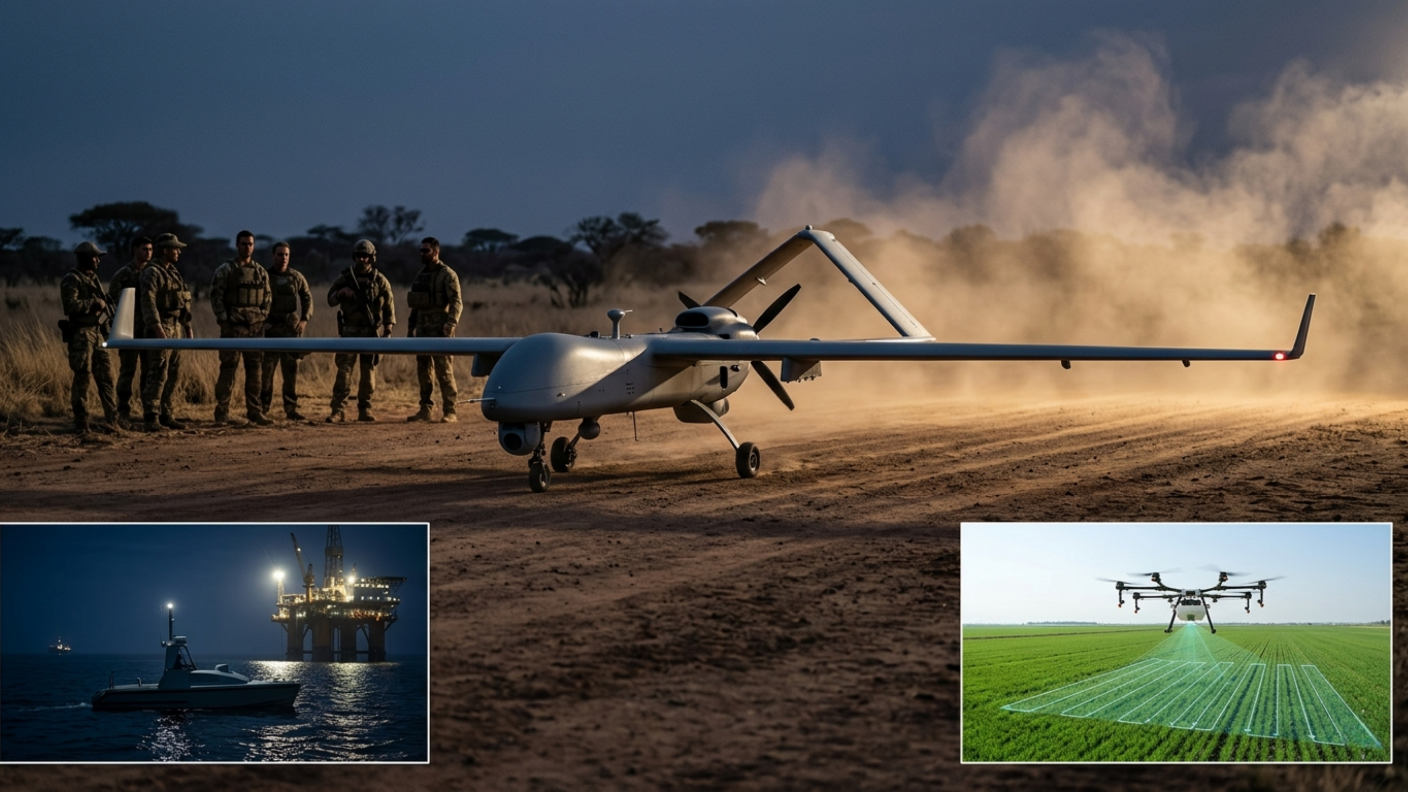 Sovereign Dynamics Air Dominance Unmanned Aerial Vehicle (UAV) deployed for critical border security.
